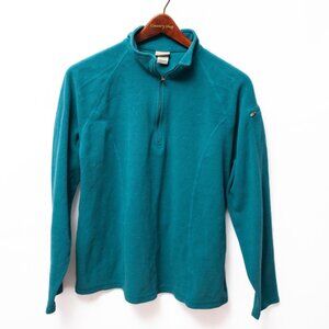 Vintage 90s LL Bean 1/4 Zip Fleece Teal Womens Large Old Money Gorpcore Hiking